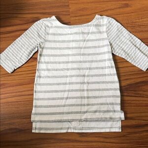 GAP Kids Gray and White Striped Long Sleeve Tee